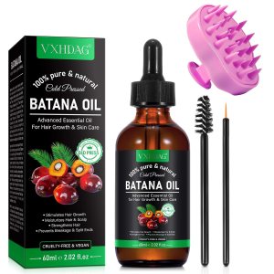 Batana Oil for Hair Growth with Scalp Massager – 100% Pure & Natural Batana Oil from Honduras, Eliminate Hair Split Ends,Enhances Hair & Skin Radiance Nourishment, All Hair Types 2.02 fl oz