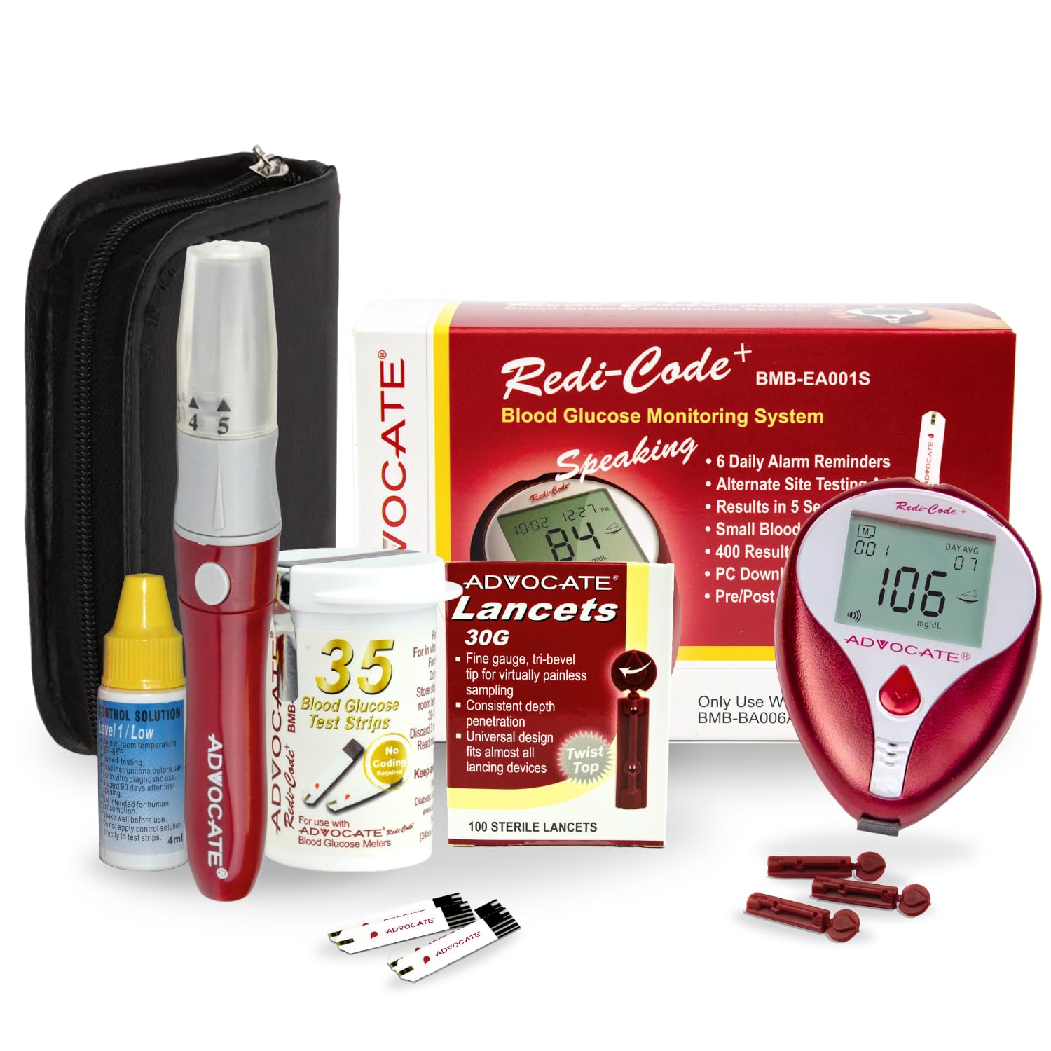 Complete Blood Glucose Monitor Kit – Includes a Speaking Glucose Monitor, Glucose Test Strips, Lancets & Lancing Device – Fast, Convenient, Accurate & Travel-Friendly Glucose Monitoring Kit Complete Blood Glucose Monitor Kit – Includes a Speaking Glucose Monitor, Glucose Test Strips, Lancets & Lancing Device – Fast, Convenient, Accurate & Travel-Friendly Glucose Monitoring Kit