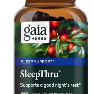 Gaia Herbs SleepThru – Natural Sleep Support Supplement with Organic Ashwagandha Root, Organic Magnolia Bark, Passionflower, and Jujube Date – 60 Vegan Liquid Phyto-Capsules (30-Day Supply)