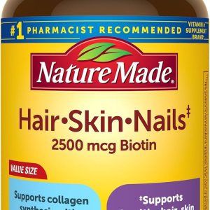 Nature Made Hair Skin and Nails with Biotin 2500 mcg, Dietary Supplement For Healthy Hair Skin and Nails Support, 120 Softgels, 120 Day Supply