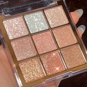 9 Colors Glitter Shimmer Eyeshadow Makeup Palette, Korean Natural Neutral Eye shadow Palettes Highly Pigmented Long Lasting Waterproof Blendable sombras para ojos Pink White Golden Brown
