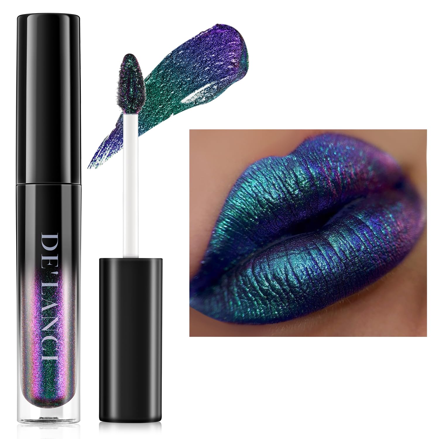 Chameleon Liquid Lipstick Blue Green Purple Color,Shimmer Metallic Colourful Lip Gloss for Women Girls Lips Makeup Gift,Hydrating Waterproof and Long Lasting Lip Stick Shiny,Talc-Free, 5 Chameleon Liquid Lipstick Blue Green Purple Color,Shimmer Metallic Colourful Lip Gloss for Women Girls Lips Makeup Gift,Hydrating Waterproof and Long Lasting Lip Stick Shiny,Talc-Free, 5