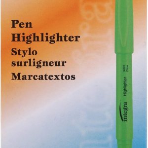 Integra Pen Style Fluorescent Green Highlighters (Pack of 12)