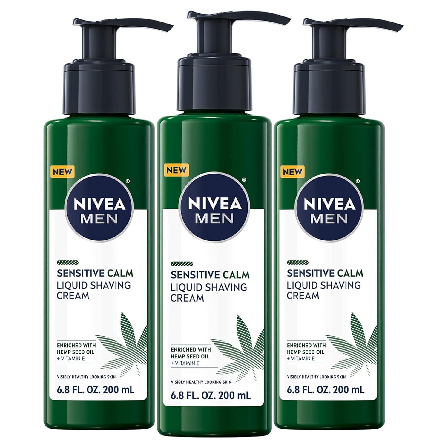 NIVEA MEN Sensitive Calm Liquid Shaving Cream with Vitamin E and Hemp Seed Oil, 3 Pack of 6.8 Fl Oz Pump Bottles NIVEA MEN Sensitive Calm Liquid Shaving Cream with Vitamin E and Hemp Seed Oil, 3 Pack of 6.8 Fl Oz Pump Bottles