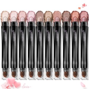 10PCS Eyeshadow Stick,Shimmer And Neutral Champagne Pink Metallic Eye Shadow sticks,Cream Pencil Crayon with Smudge-proof & Waterproof,Eye Brightener Stick