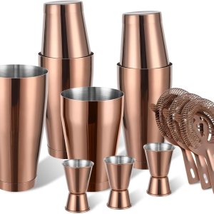 Boston Shaker Cocktail Set Bartender Kit, 12 Pcs Drink Shaker with Strainer Bartending Martini Shaker Tin with 18oz & 28oz Mixed Alcohol Shaker Professional Stainless Steel Bar Tool for Beginner