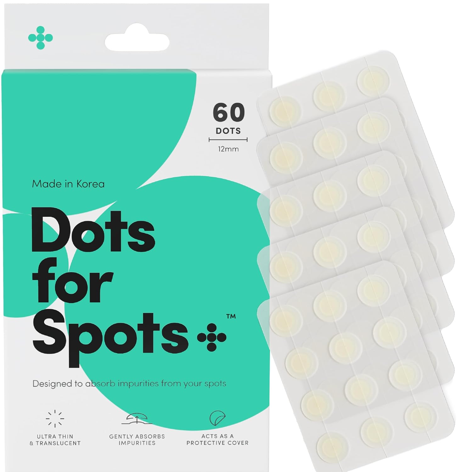 Dots for Spots Pimple Patches for Face – Pack of 60 Hydrocolloid Blemish Patch – Invisible Zit Stickers Treatment for Face and Body – Mighty, Fast-Acting, Vegan & Cruelty Free Korean Skin Care Dots for Spots Pimple Patches for Face – Pack of 60 Hydrocolloid Blemish Patch – Invisible Zit Stickers Treatment for Face and Body – Mighty, Fast-Acting, Vegan & Cruelty Free Korean Skin Care