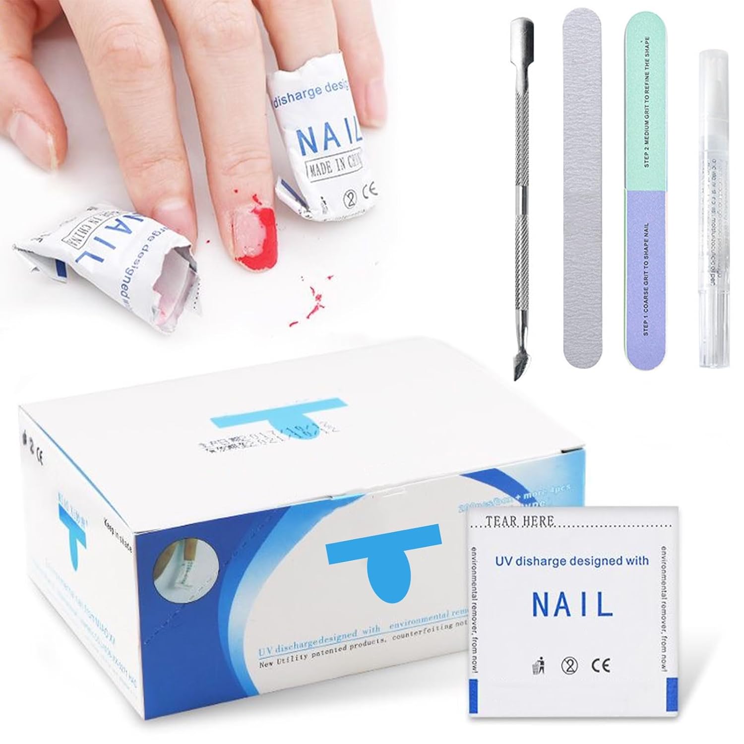 100pcs Nail Polish Remover Pad – Gel Nail Polish Remover Tools Kit with Nutrient oil Cuticle Pusher Nail Brushes Nail File Grits, Quick & Easy Nail Polish Remover in 2-5 minutes, No Damage to Nails 100pcs Nail Polish Remover Pad – Gel Nail Polish Remover Tools Kit with Nutrient oil Cuticle Pusher Nail Brushes Nail File Grits, Quick & Easy Nail Polish Remover in 2-5 minutes, No Damage to Nails