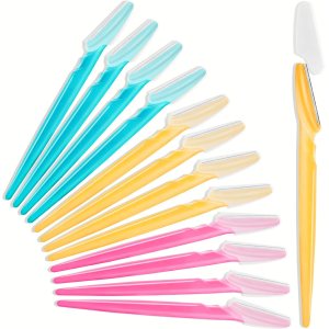 12 Pcs Eyebrow Razor, Multipurpose Exfoliating Dermaplaning Tool for Face, Facial and Eyebrow Shaper with Precision Cover for Women Men, Easy to Use
