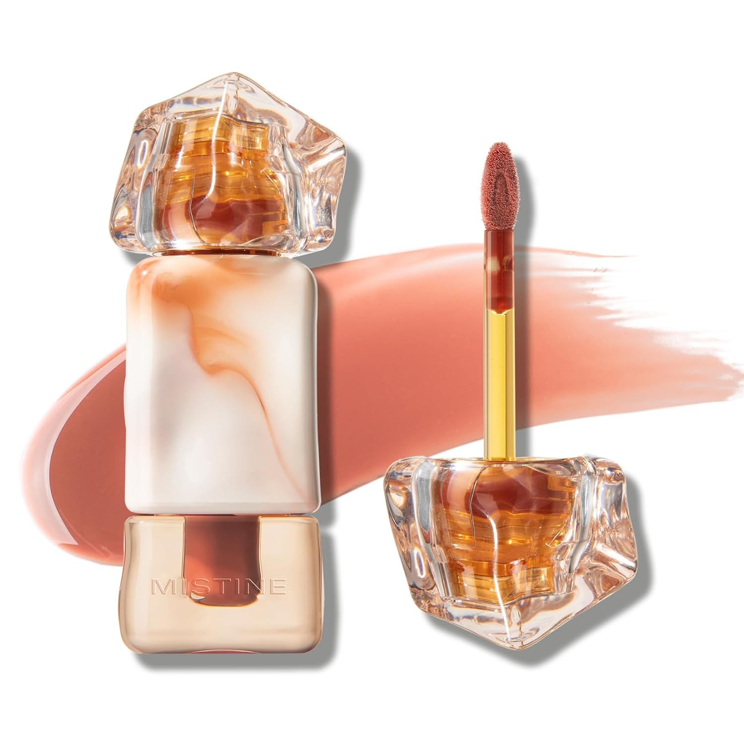 Mistine Lip Gloss, Non-sticky Lip Tint Gloss with 1% Peptide, Lightweight Feeling Lip Gloss, J01 Until Sunset Mistine Lip Gloss, Non-sticky Lip Tint Gloss with 1% Peptide, Lightweight Feeling Lip Gloss, J01 Until Sunset
