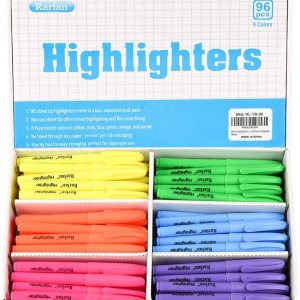 Highlighters, Chisel Tip, Assorted Fluorescent, 96 Count Bulk Pack