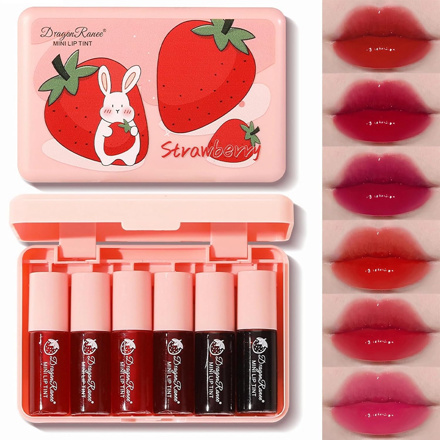 6 Colors Lip Tint Stain Set, Strawberry Lip Tint Stain Korean Lip Gloss Plumping Mini Liquid Lipstick, Multi-use Lip and Cheek Tint, Long lasting Non-Stick Cup, High Pigment, Vivid Color 6 Colors Lip Tint Stain Set, Strawberry Lip Tint Stain Korean Lip Gloss Plumping Mini Liquid Lipstick, Multi-use Lip and Cheek Tint, Long lasting Non-Stick Cup, High Pigment, Vivid Color