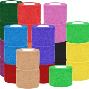 24 Pack Self Adhesive Bandage Wrap 2 Inch x 5 Yard Nonwoven Elastic Athletic Tape for Ankle, Knee & Wrist Sprains, 12 Colors