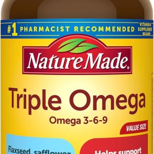 Nature Made Triple Omega 3 6 9, Flaxseed, Safflower, & Olive Oils, Healthy Heart Support, Fish Free Omega 3 Supplement, 150 Softgels, 75 Day Supply