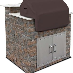 Covers & all Built-in Grill Cover Made of 18 Oz Waterproof Fabric with Air Pocket & Elastic for Snug Fit (32″ W x 26″ D x 24″ H Inches, Coffee)
