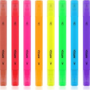 YISAN Highlighters,8 Fluorescent Colors Highlighter Pens for Journaling,Notetaking, Assorted Colors,70917