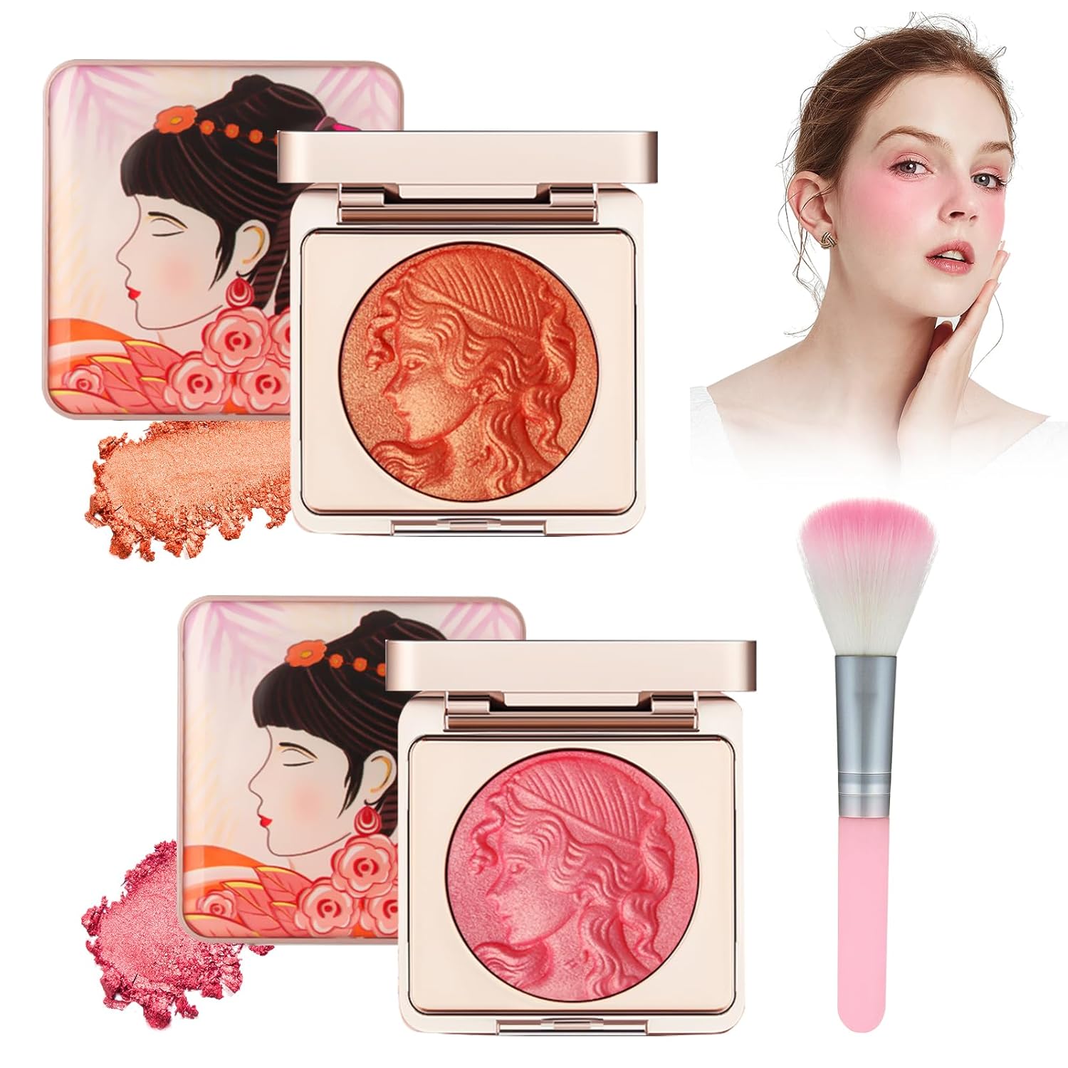 Embossed Smooth Powder Blush Palette For Cheeks,Matte Face Powder Blush Palette,Embossed Girl Blush,Face Matte Blush Palette(pink+orange) Embossed Smooth Powder Blush Palette For Cheeks,Matte Face Powder Blush Palette,Embossed Girl Blush,Face Matte Blush Palette(pink+orange)