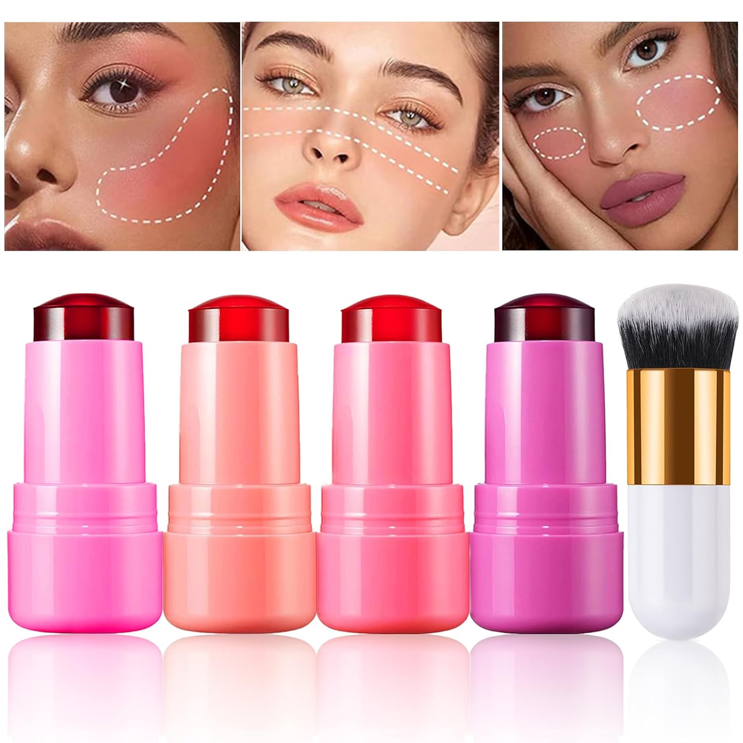 4 Pcs Milk Water Jelly Tint Stick, Sheer Lip & Cheek Stain Makeup Cooling Water Jelly Tint, Milk Jelly Blush Stick, Moisturizing Buildable Watercolor Finish, Vivid Color – Vegan & Cruelty Free 4 Pcs Milk Water Jelly Tint Stick, Sheer Lip & Cheek Stain Makeup Cooling Water Jelly Tint, Milk Jelly Blush Stick, Moisturizing Buildable Watercolor Finish, Vivid Color – Vegan & Cruelty Free