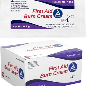 Dynarex First Aid Burn Cream – Burn Ointment For Minor Cuts, Wounds, Burns – Single Dose Water-Based Formula with Benzalkonium Chloride – For Medical & Home Care – 0.9g Packets, Box of 144
