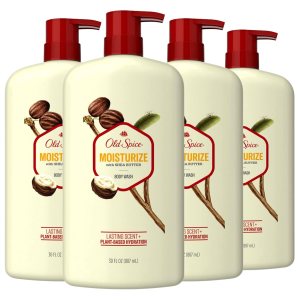 Old Spice Men’s Body Wash Moisturize with Shea Butter, 30 oz (Pack of 4)