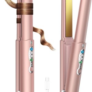 Portable Titanium Cordless Hair Straightener, Heats Up in Seconds & Lasts Up to 50 Minutes & USB C Rechargeable, Dual Voltage Mini Travel Flat Iron Hair Straightening for Thin Straight Fine Hair