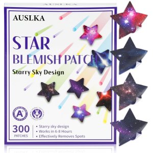 AUSLKA Star Pimple Patches – 300 Patches – Hydrocolloid Spot Dots For Zits, Blemishes, & Breakouts – Mixed Superstar Patches