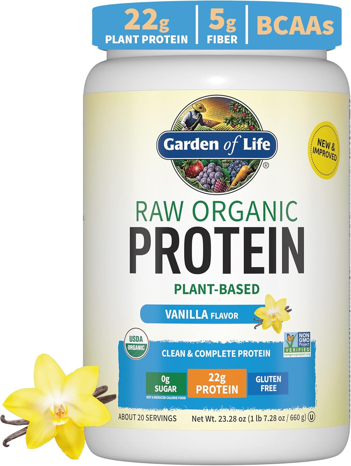 Organic Vegan Vanilla Protein Powder – Garden of Life – 22g Complete Plant Based Raw Protein & BCAAs Plus Probiotics & Digestive Enzymes for Easy Digestion – Non-GMO, Gluten-Free, Lactose Free 1.5 LB Organic Vegan Vanilla Protein Powder – Garden of Life – 22g Complete Plant Based Raw Protein & BCAAs Plus Probiotics & Digestive Enzymes for Easy Digestion – Non-GMO, Gluten-Free, Lactose Free 1.5 LB