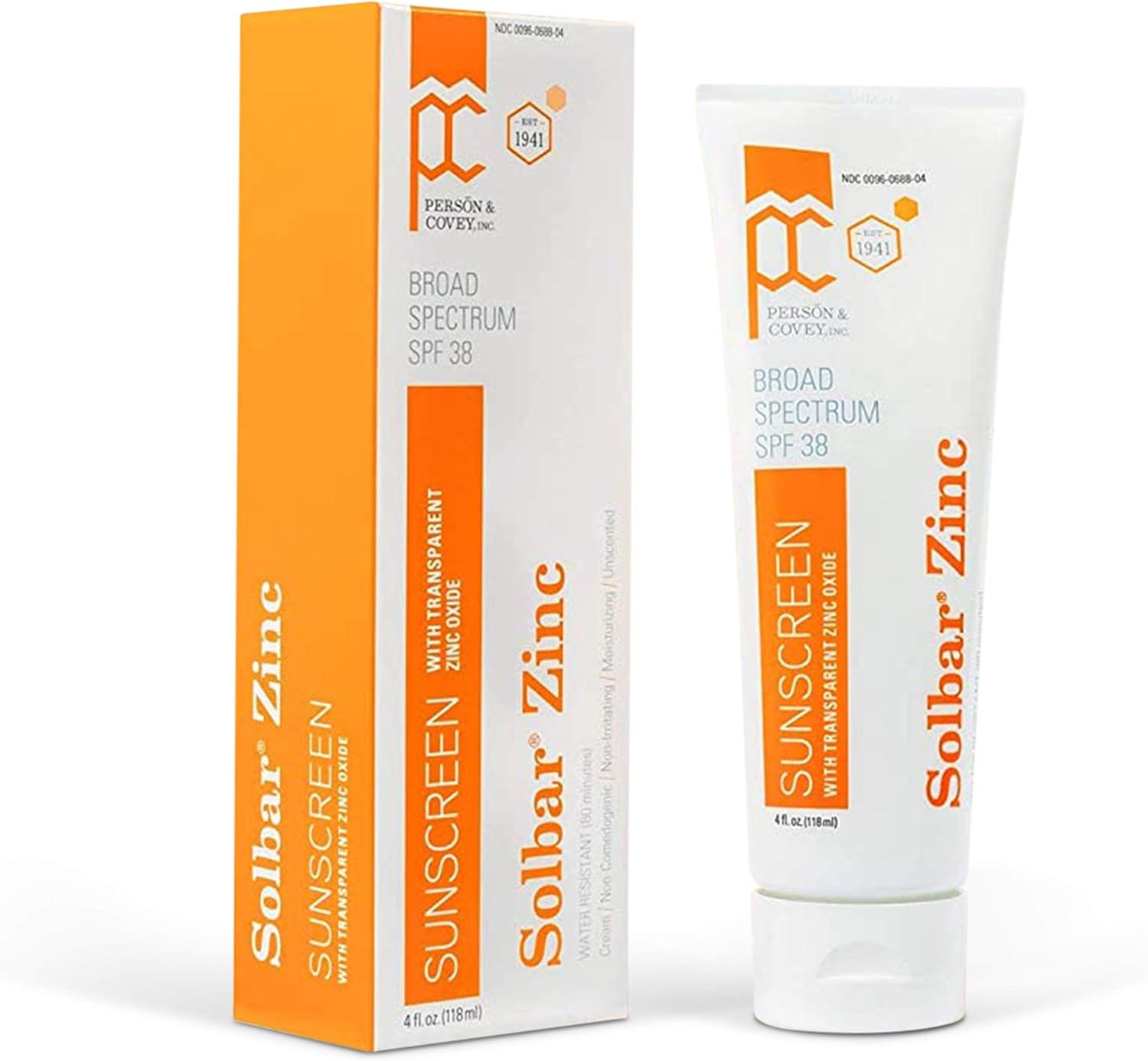 SOLBAR Sunscreen Zinc Unscented Transparent Cream SPF 38, 4 oz SOLBAR Sunscreen Zinc Unscented Transparent Cream SPF 38, 4 oz