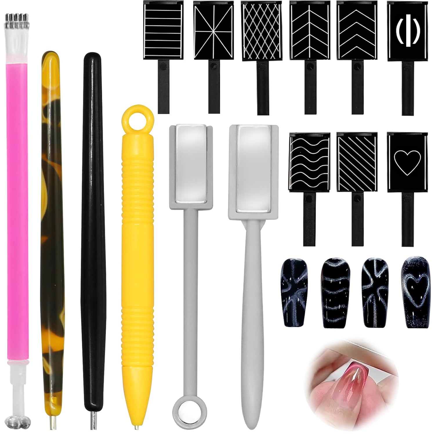 15Pcs Nail Magnet Set, Magnet Nail Magnets for Nails Art, Strong Magnetism Gel Nail Polish Magnet Double Ended Nail Tool Accessories Magnet for Nail Polish Lovers DIY Manicure 15Pcs Nail Magnet Set, Magnet Nail Magnets for Nails Art, Strong Magnetism Gel Nail Polish Magnet Double Ended Nail Tool Accessories Magnet for Nail Polish Lovers DIY Manicure