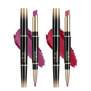 Retrospecti Lipstick, Double Ended Lipstick Automatic Lip Liner Matte Waterproof Non-fading Non-stick Lipstick, Double Ended Lipstick, Double Ended Lipstick and Lip Liner