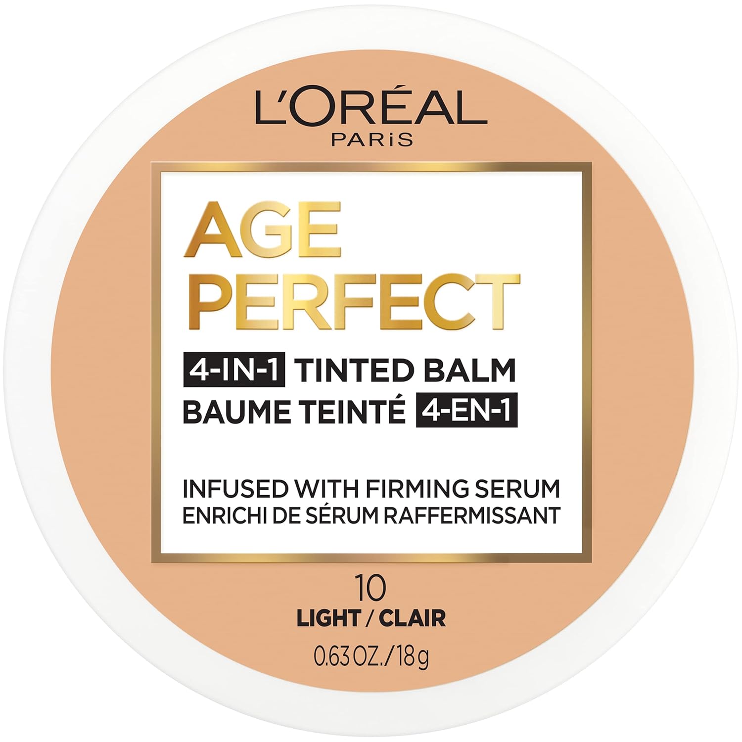 L’Oreal Paris Age Perfect 4-in-1 Tinted Face Balm Foundation with Firming Serum, Light 10, 0.61 Ounce L’Oreal Paris Age Perfect 4-in-1 Tinted Face Balm Foundation with Firming Serum, Light 10, 0.61 Ounce
