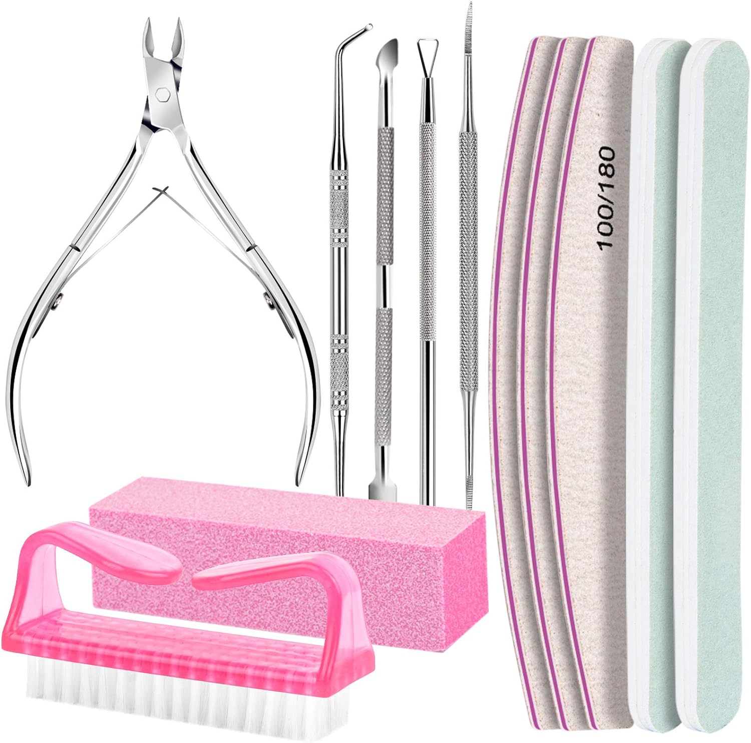 FANDAMEI Nail Care Tool Kit, Nail Files 100/180, Nail Buffer Block, Cuticle Nippers, Cuticle Trimmer, Cuticle Pusher, Nail Lifter for Ingrown Toenails, Nail Tools, Nail Kit, Pedicure & Manicure Tools FANDAMEI Nail Care Tool Kit, Nail Files 100/180, Nail Buffer Block, Cuticle Nippers, Cuticle Trimmer, Cuticle Pusher, Nail Lifter for Ingrown Toenails, Nail Tools, Nail Kit, Pedicure & Manicure Tools