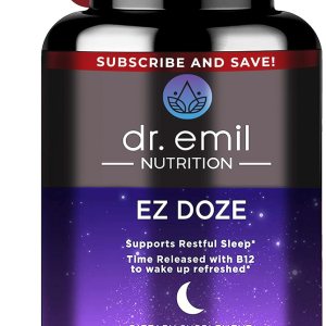 DR. EMIL NUTRITION EZ Doze Melatonin-Free Natural Sleep Aid with L-Theanine, GABA & 5HTP – Extra Strength Sleeping Pills for Adults – Safe and Non-Habit Forming (60 Veggie Capsules)