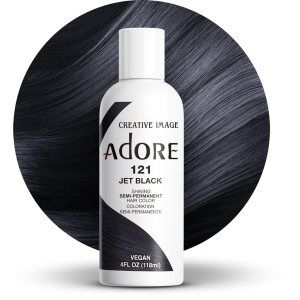 Adore Semi Permanent Hair Color – Vegan and Cruelty-Free Blue Hair Dye – 4 Fl Oz – 121 Jet Black (Pack of 1)