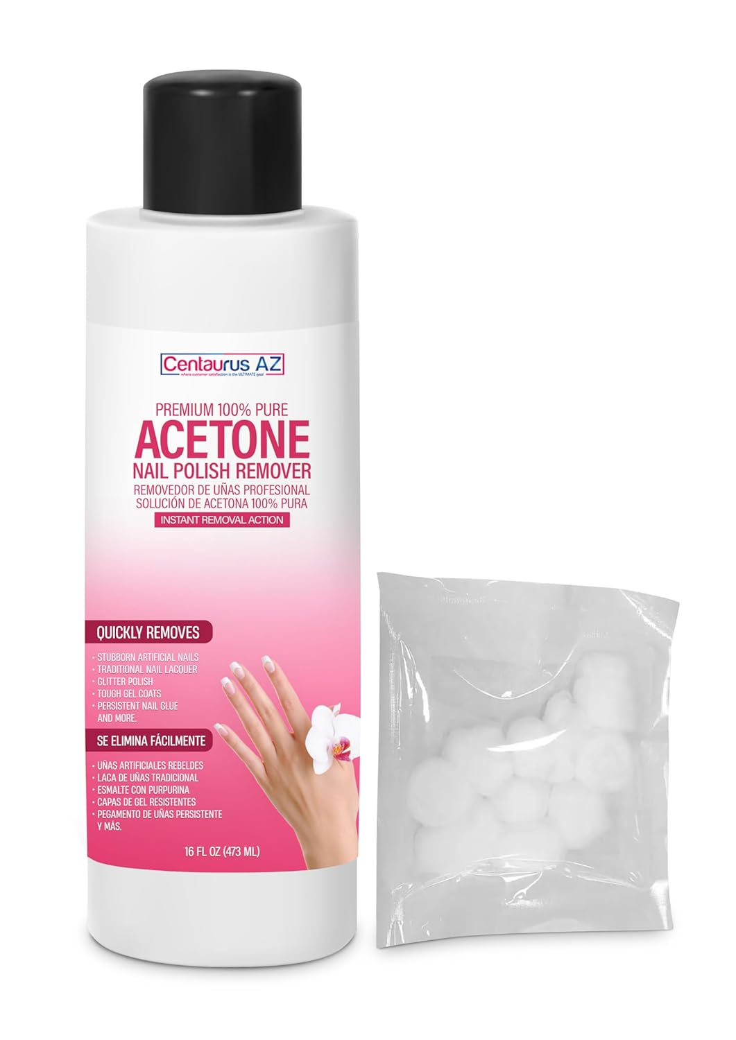 Professional-Grade Acetone Nail Remover – Centaurus AZ – 100% Pure Acetone Nail Polish Remover – 16 Oz with 10 Cotton Balls Included – Acetone Cleaner for Gel, Glitter, Glue, Acrylic Nails and More Professional-Grade Acetone Nail Remover – Centaurus AZ – 100% Pure Acetone Nail Polish Remover – 16 Oz with 10 Cotton Balls Included – Acetone Cleaner for Gel, Glitter, Glue, Acrylic Nails and More