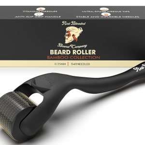 Beard Roller | 0.25MM Titanium Needles | Derma Roller for Men | Microneedle Roller for Beard Hair, Scalp and Face