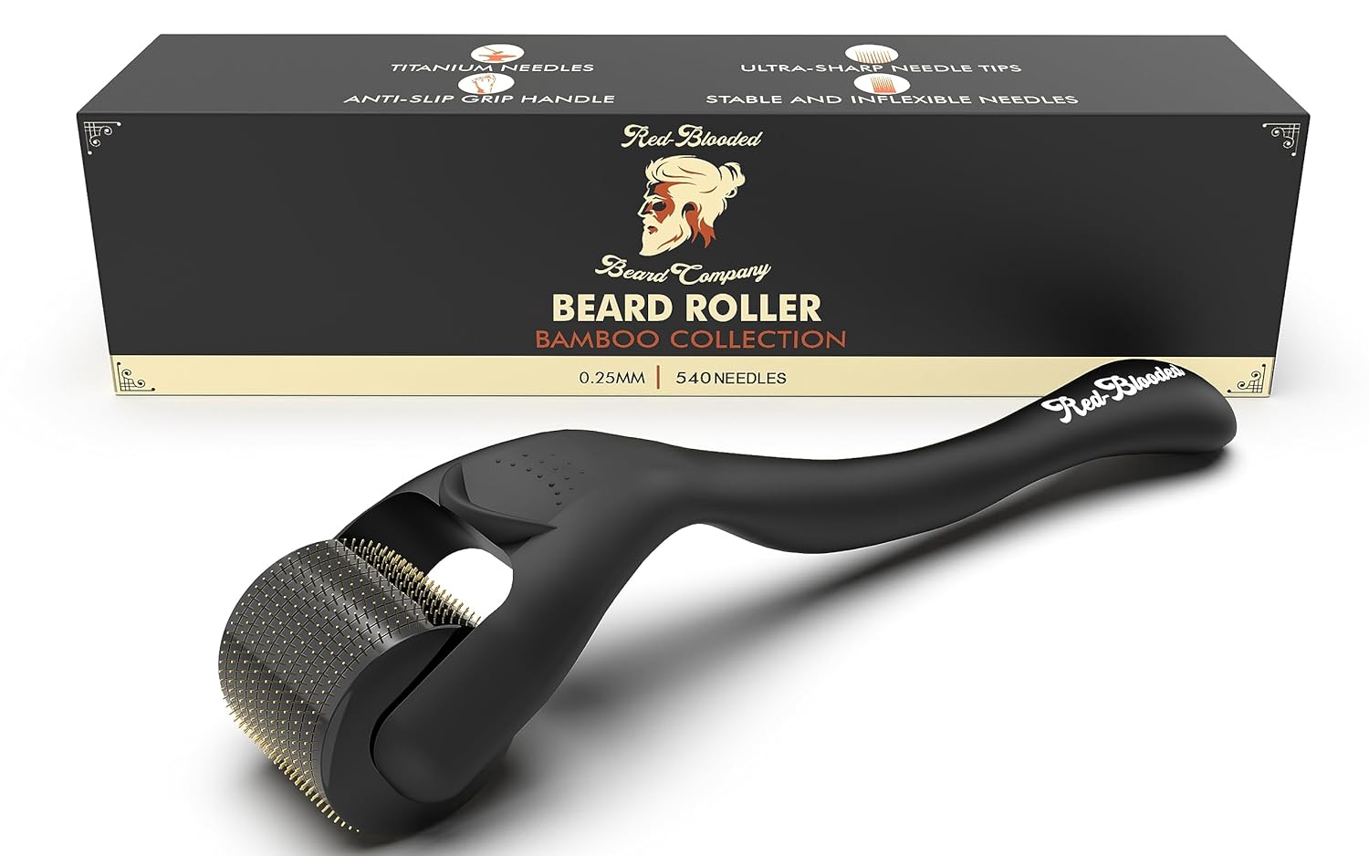 Beard Roller | 0.25MM Titanium Needles | Derma Roller for Men | Microneedle Roller for Beard Hair, Scalp and Face Beard Roller | 0.25MM Titanium Needles | Derma Roller for Men | Microneedle Roller for Beard Hair, Scalp and Face