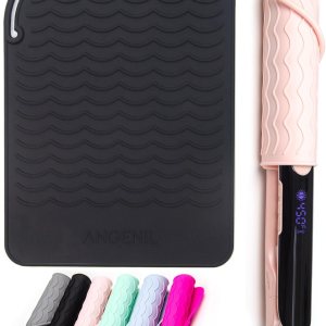 ANGENIL Heat Resistant Mat for Curling Irons, Hair Straightener, Flat Irons Pad Heat Resistant for Counter, Hair Styling Tools Silicone Mats, Curling Iron Travel Case Heat Resistant, Hot Tool Mat