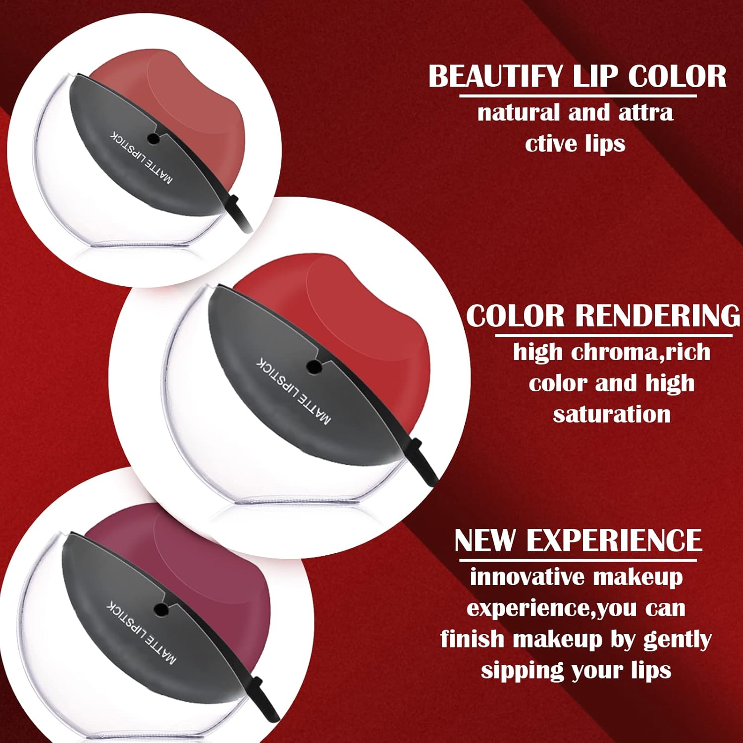 DAGEDA 3 Colors Matte Lipstick Set, Matte Velvet Lipstick Lip Shape Lazy Lipstick, Long Lasting High Pigmented Non-stick Cup Lip Gloss, Waterproof Easy to Color Lipstick Lazy Lip Makeup (Color B) DAGEDA 3 Colors Matte Lipstick Set, Matte Velvet Lipstick Lip Shape Lazy Lipstick, Long Lasting High Pigmented Non-stick Cup Lip Gloss, Waterproof Easy to Color Lipstick Lazy Lip Makeup (Color B)