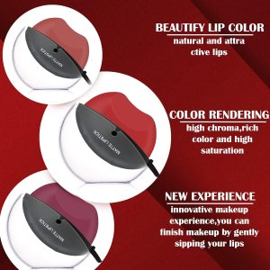 DAGEDA 3 Colors Matte Lipstick Set, Matte Velvet Lipstick Lip Shape Lazy Lipstick, Long Lasting High Pigmented Non-stick Cup Lip Gloss, Waterproof Easy to Color Lipstick Lazy Lip Makeup (Color B)