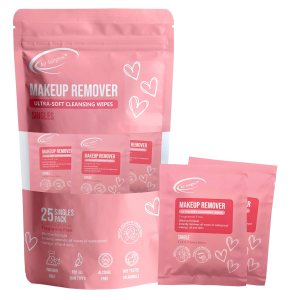 Air Jungles Makeup Remover Wipes Singles 25 Count, Fragrance-Free, Gentle Removes Makeup and Oil, Soft Cleansing Wipes, Alcohol Free, Large 6″ x 8″ Unfolded Wipe Size