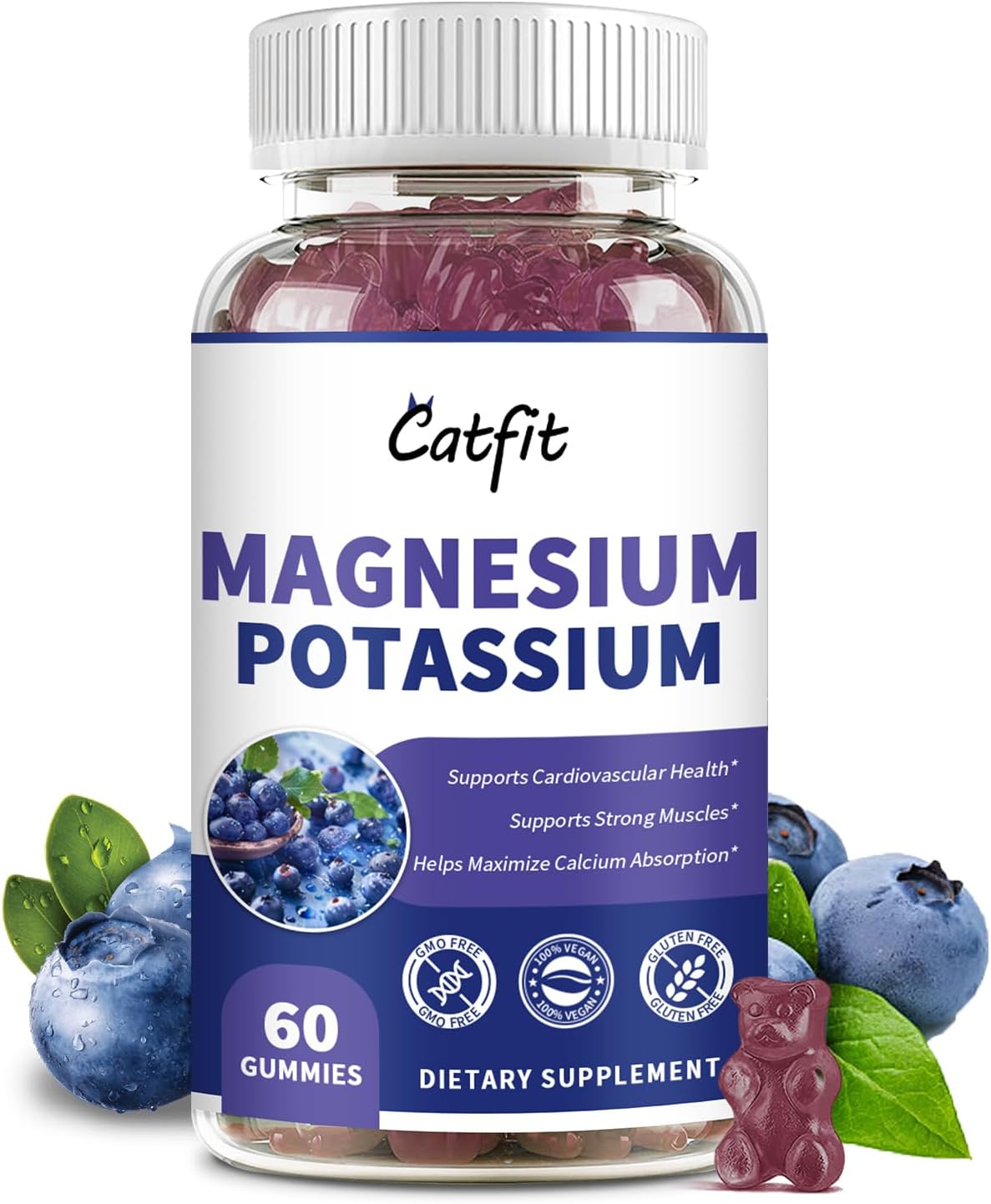 Potassium Magnesium Gummies,Calcium Magnesium Zinc Gummies with High Absorption,Magnesium Potassium Complex Supplement,Immune Support Calm Mood & Sleep Support Muscle Health,60 Blueberry Gummies Potassium Magnesium Gummies,Calcium Magnesium Zinc Gummies with High Absorption,Magnesium Potassium Complex Supplement,Immune Support Calm Mood & Sleep Support Muscle Health,60 Blueberry Gummies