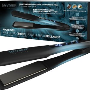 Revamp Progloss Wide Ultra X Shine 1.5-Inch Flat Iron Hair Straightener – Ceramic Hair Straightener with Keratin, Argan & Coconut Oil Infused Ceramic & Ionic Plates, Ideal for Long, Thick, Curly Hair