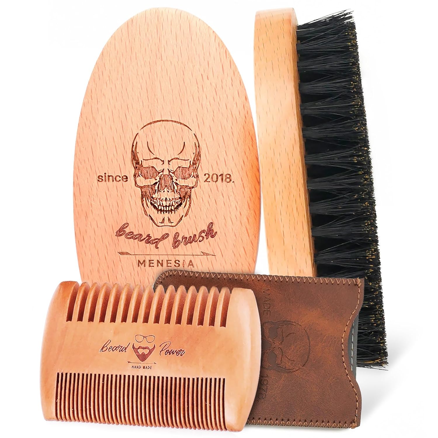 Beard Brush and Comb Set – Essential Grooming Kit for Men, Includes Soft Boar Bristle Beard Brush, Premium Beard Comb with Case Beard Brush and Comb Set – Essential Grooming Kit for Men, Includes Soft Boar Bristle Beard Brush, Premium Beard Comb with Case