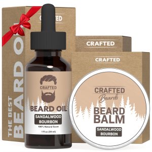 Beard Oil and Beard Balm – Softer, Smoother, Moisturized Beard – Beard Care Kit for Men – Gift for Men – Stocking Stuffer for Men – Gifts for Men (Sandalwood Bourbon)