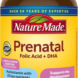 Nature Made Prenatal with Folic Acid + DHA, Prenatal Vitamin and Mineral Supplement for Daily Nutritional Support, 110 Softgels, 110 Day Supply