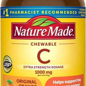 Nature Made Extra Strength Dosage Chewable Vitamin C 1000 mg per serving, Dietary Supplement for Immune Support, 90 Tablets, 45 Day Supply