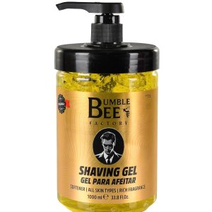 BUMBLE BEE Shaving Gel Softner Non-irritating, All Skin Types, Rich Male Fragance – Smooth and Sophisticated Shaving 33.8 Oz / 1000 ml. Barber Supplies (Yellow)