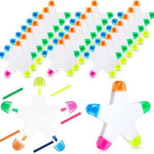 24 Pcs Star Highlighters Bulk Highlighters Assorted Colors Creative Star Shape Watercolor Highlighter Star Pens 5-in-1 Color Fluorescent Pens for School Office Stationery Aesthetic School Supplies