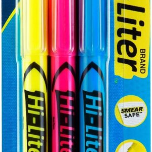 AVERY Hi-Liter Pen-Style Highlighters, Smear Safe Ink, Chisel Tip, 3 Assorted Color Highlighters (25860)